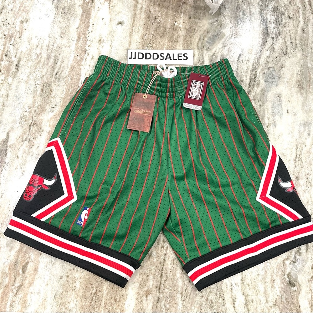 Mitchell & Ness Green and Red Athletic Shorts